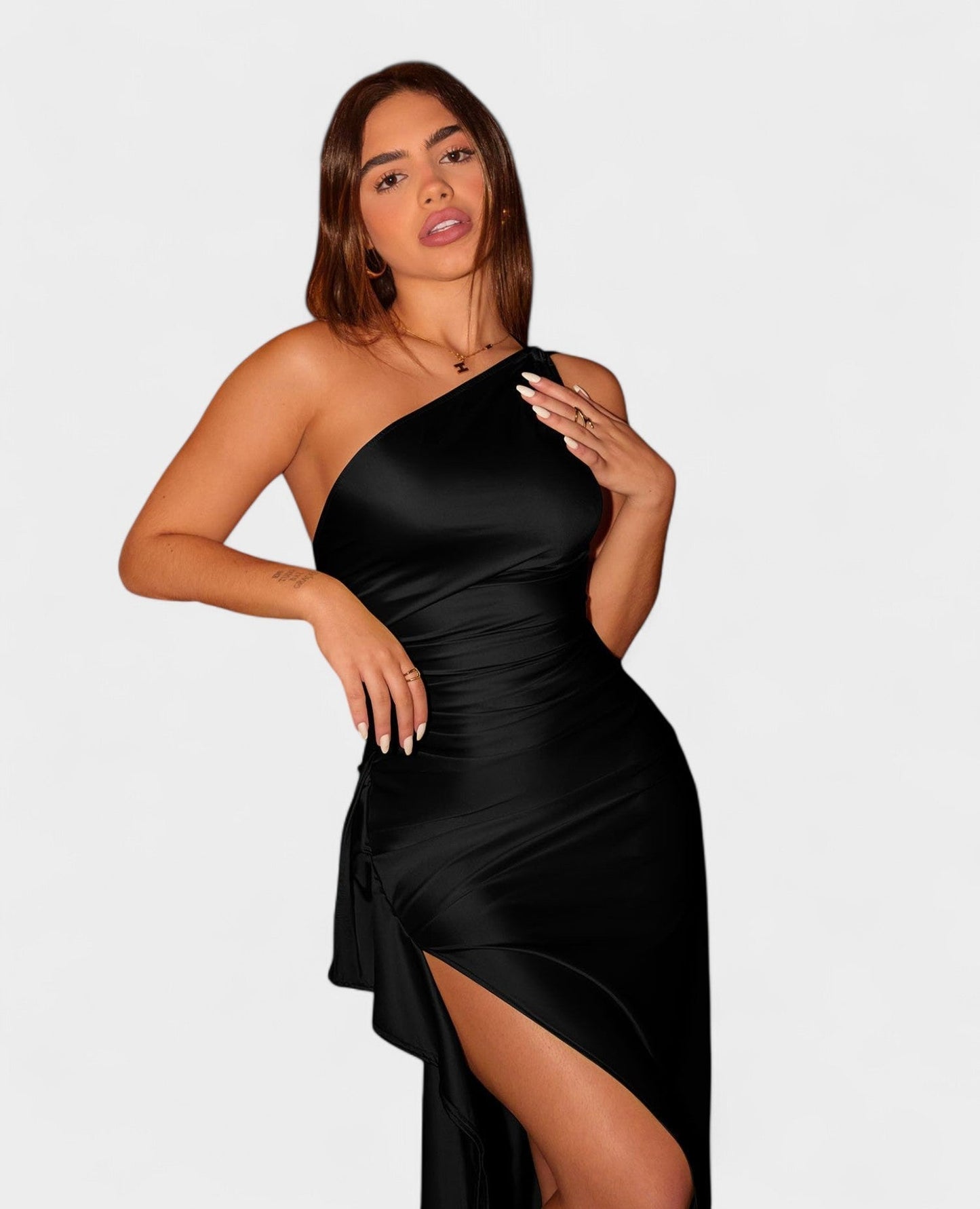 One-Shoulder Draped Maxi Dress
