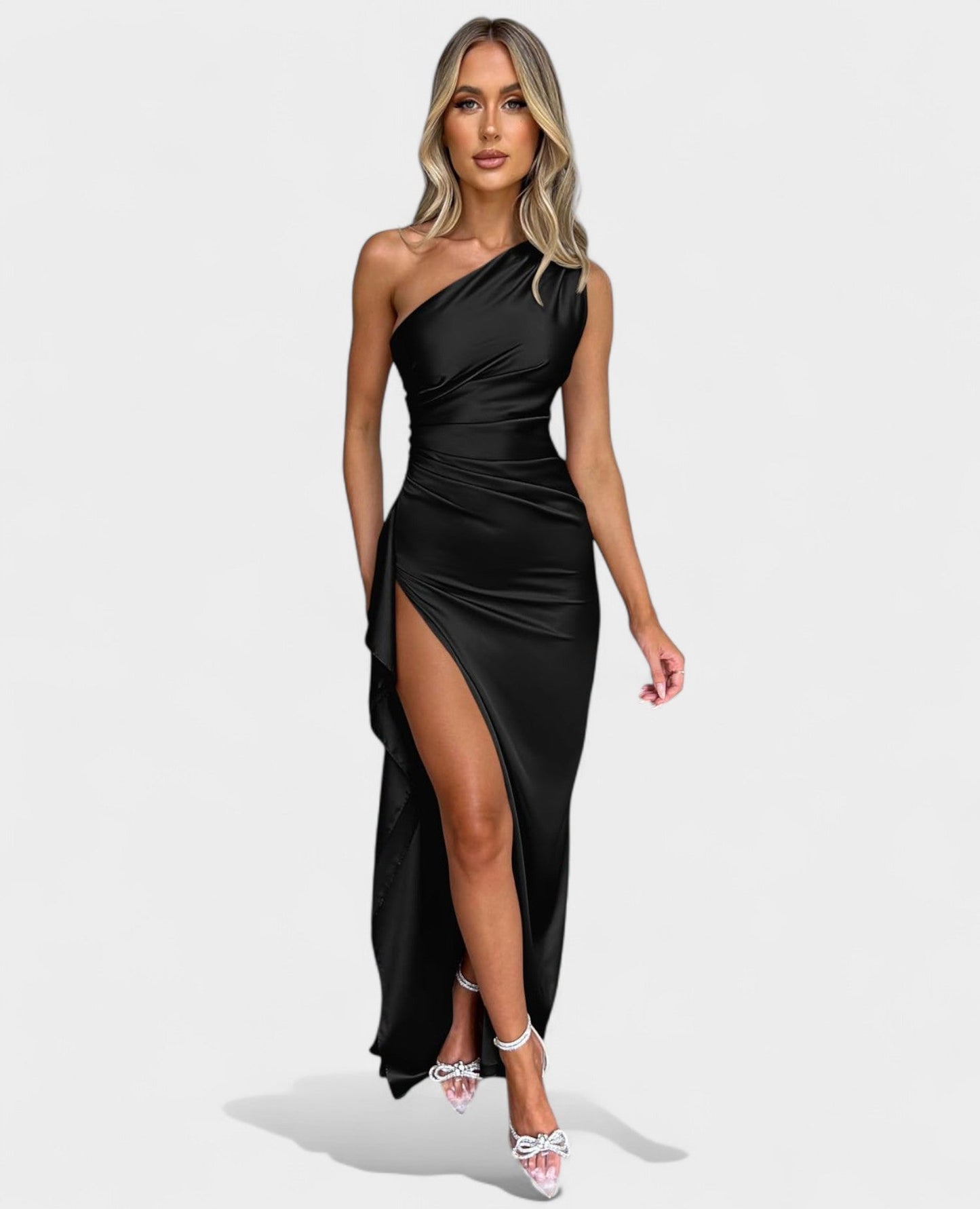 One-Shoulder Draped Maxi Dress