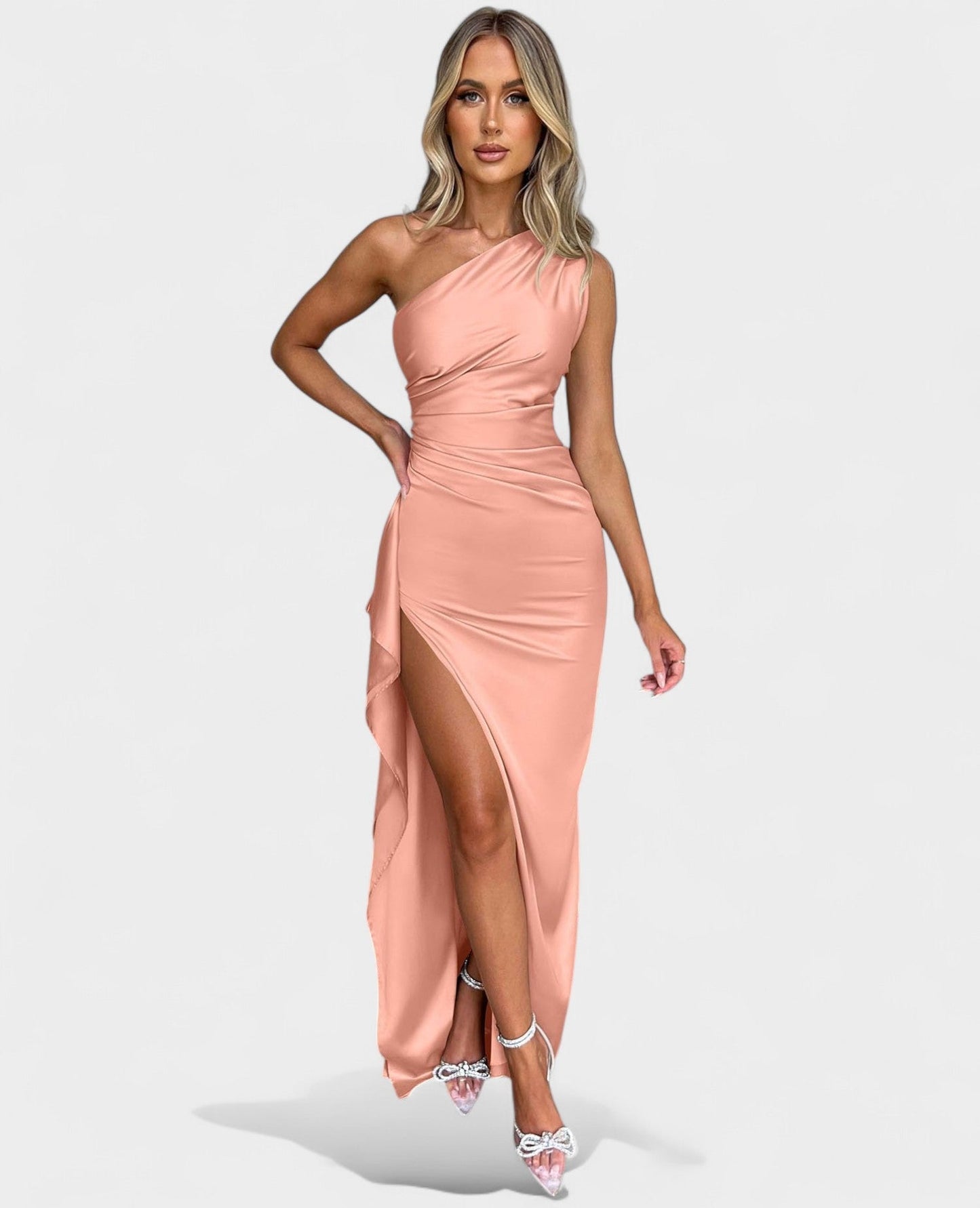 One-Shoulder Draped Maxi Dress