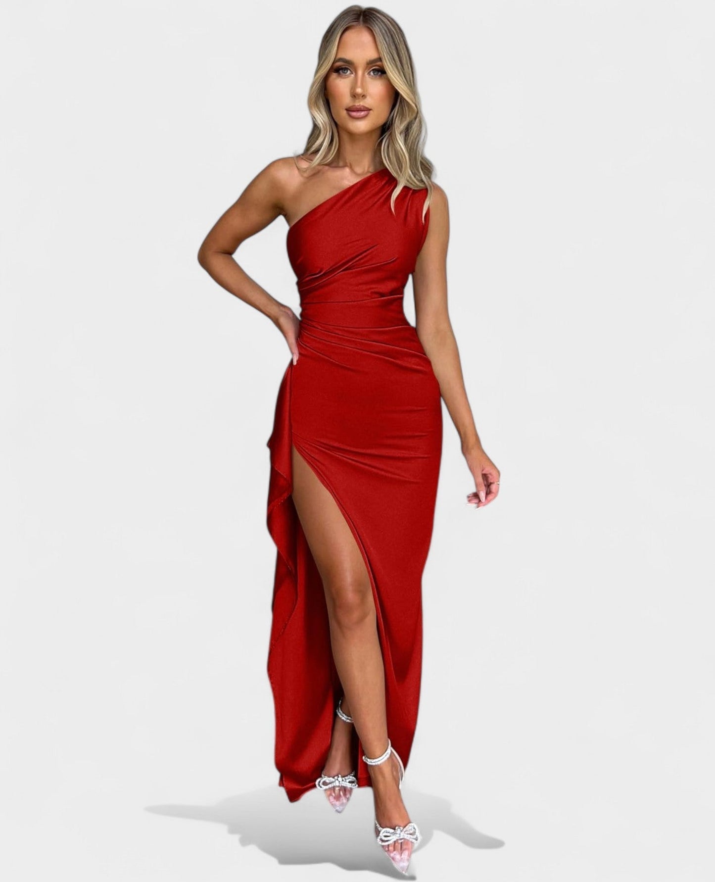 One-Shoulder Draped Maxi Dress