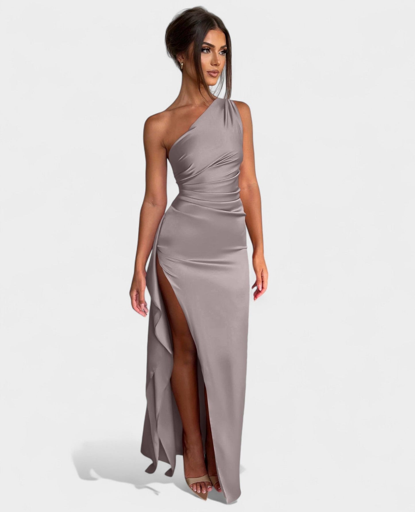 One-Shoulder Draped Maxi Dress