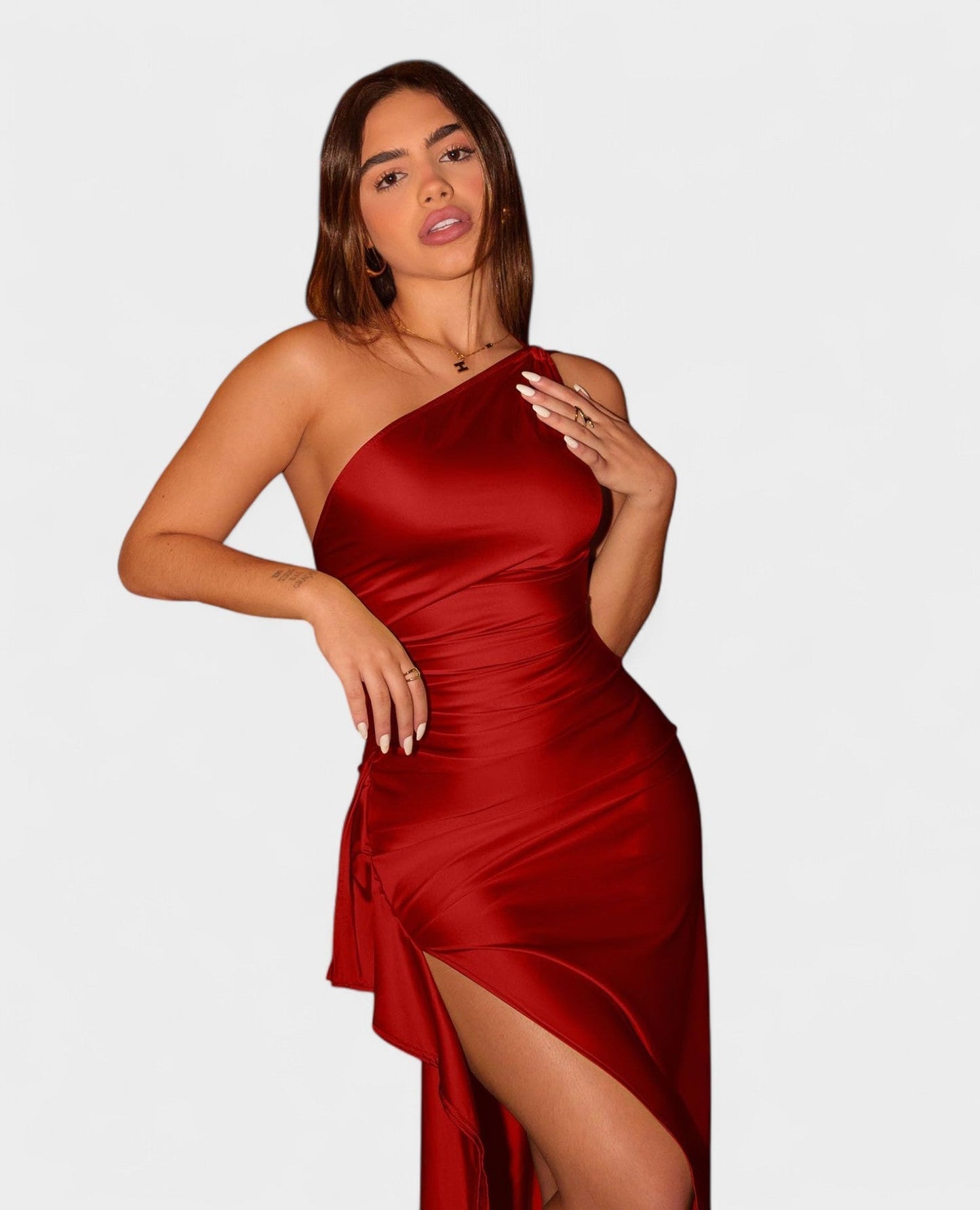 One-Shoulder Draped Maxi Dress