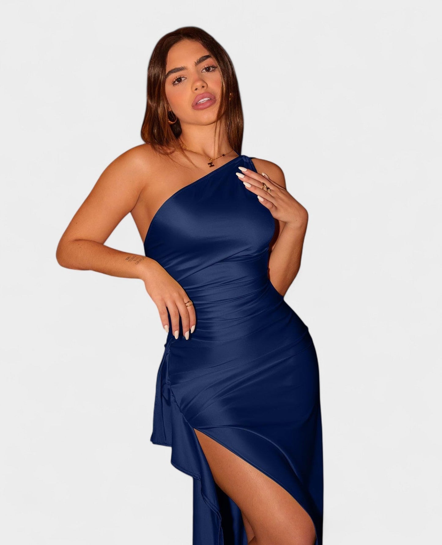 One-Shoulder Draped Maxi Dress