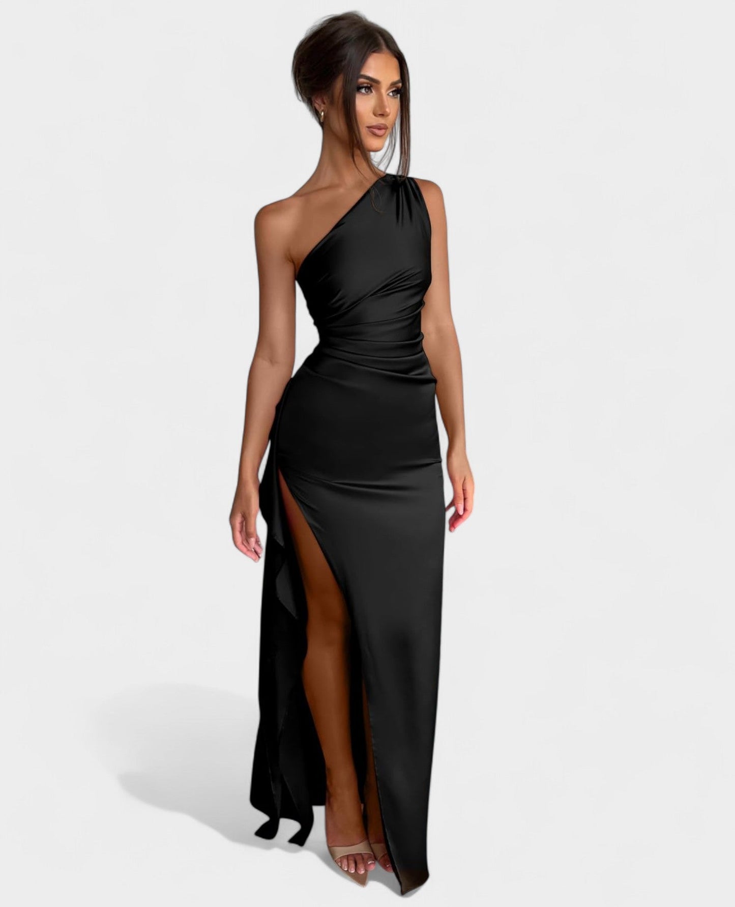 One-Shoulder Draped Maxi Dress