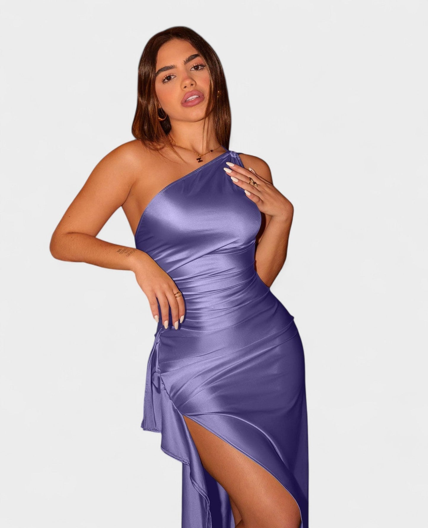 One-Shoulder Draped Maxi Dress