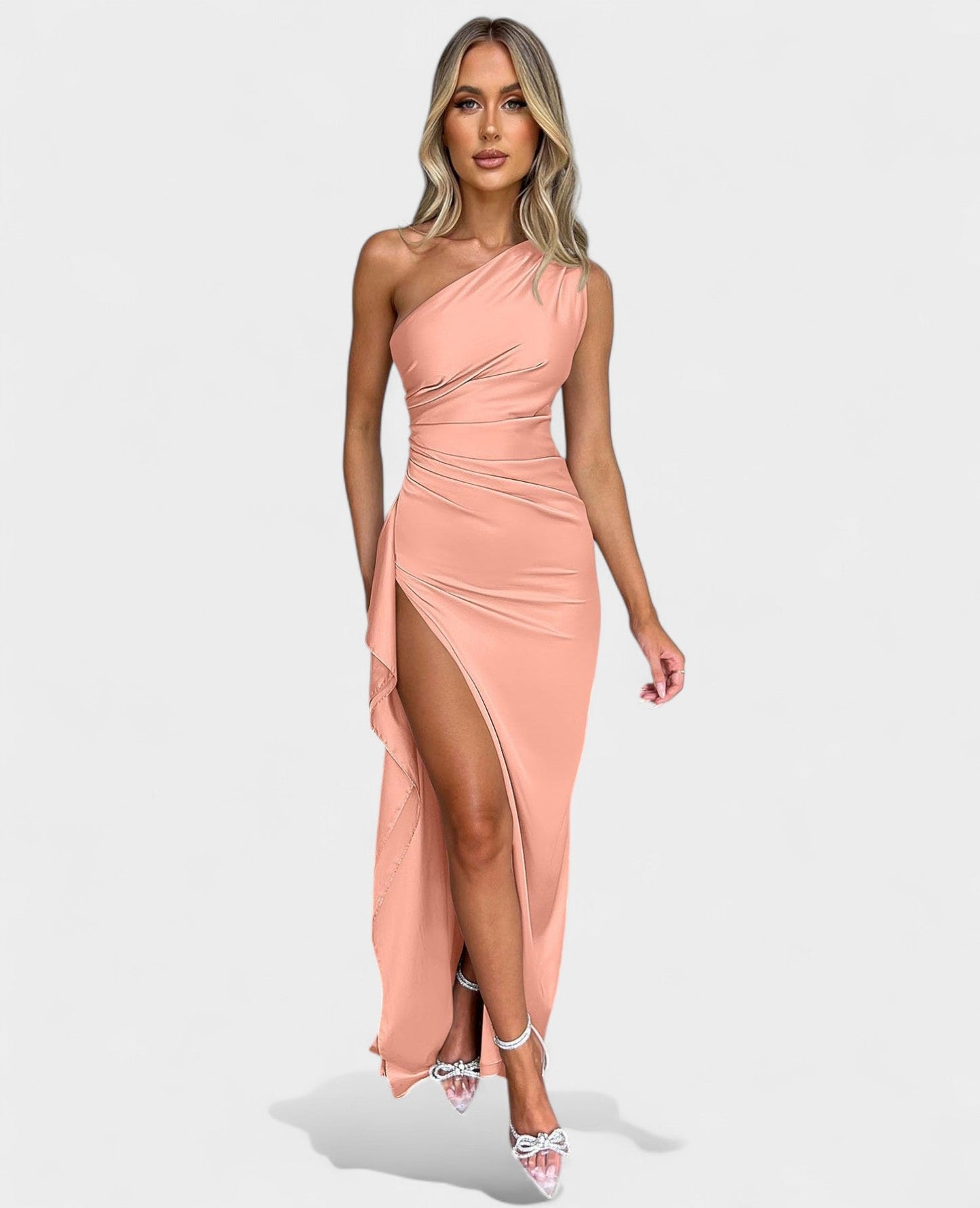 One-Shoulder Draped Maxi Dress