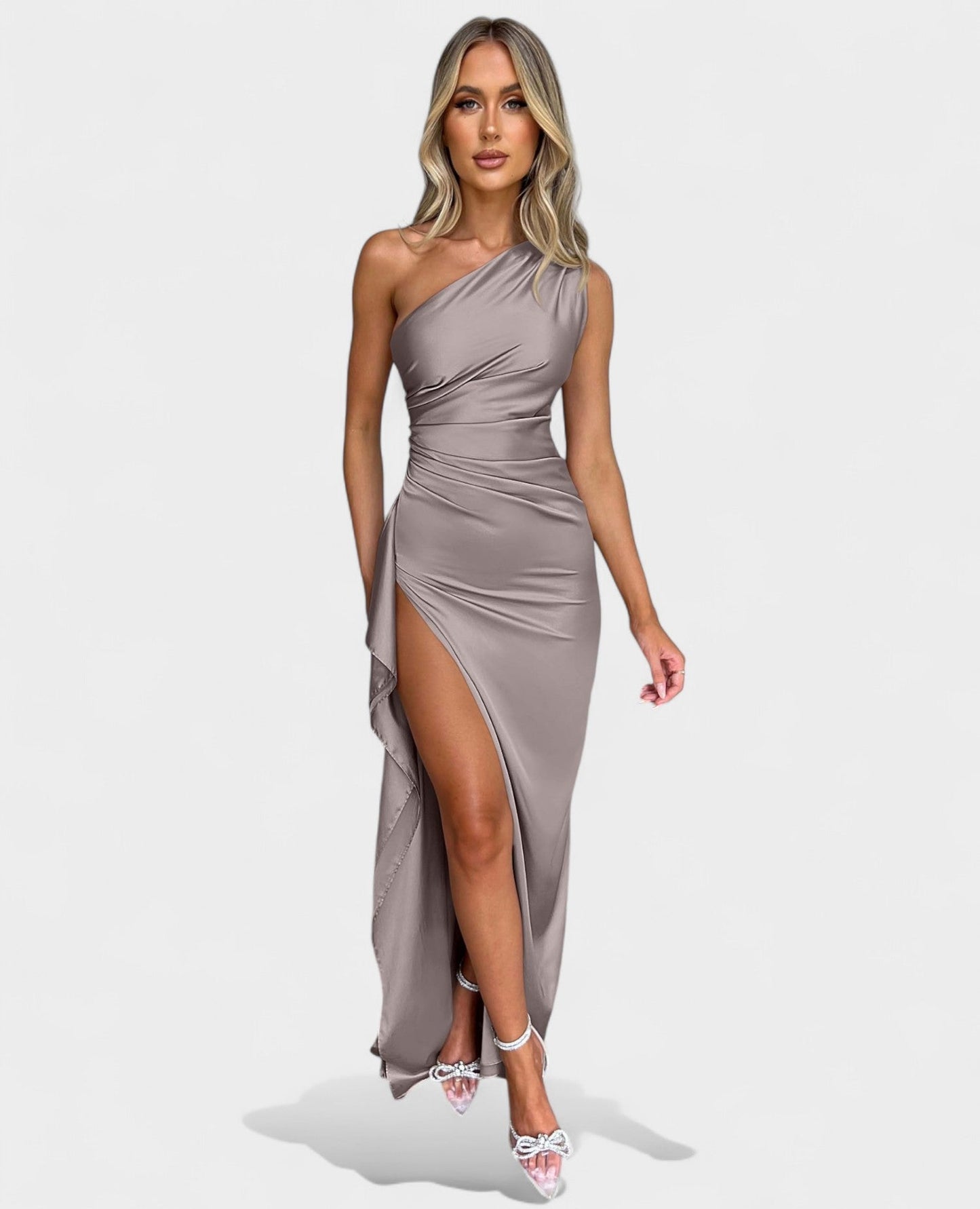 One-Shoulder Draped Maxi Dress