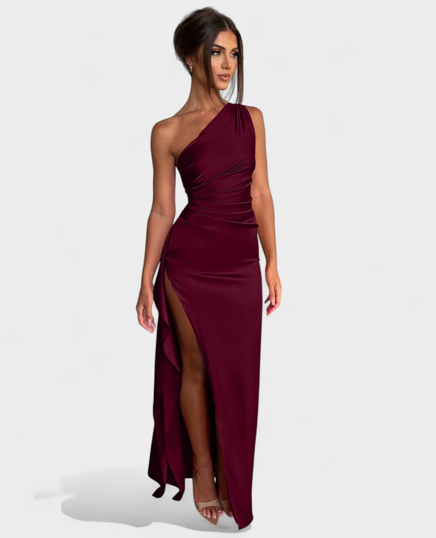 One-Shoulder Draped Maxi Dress