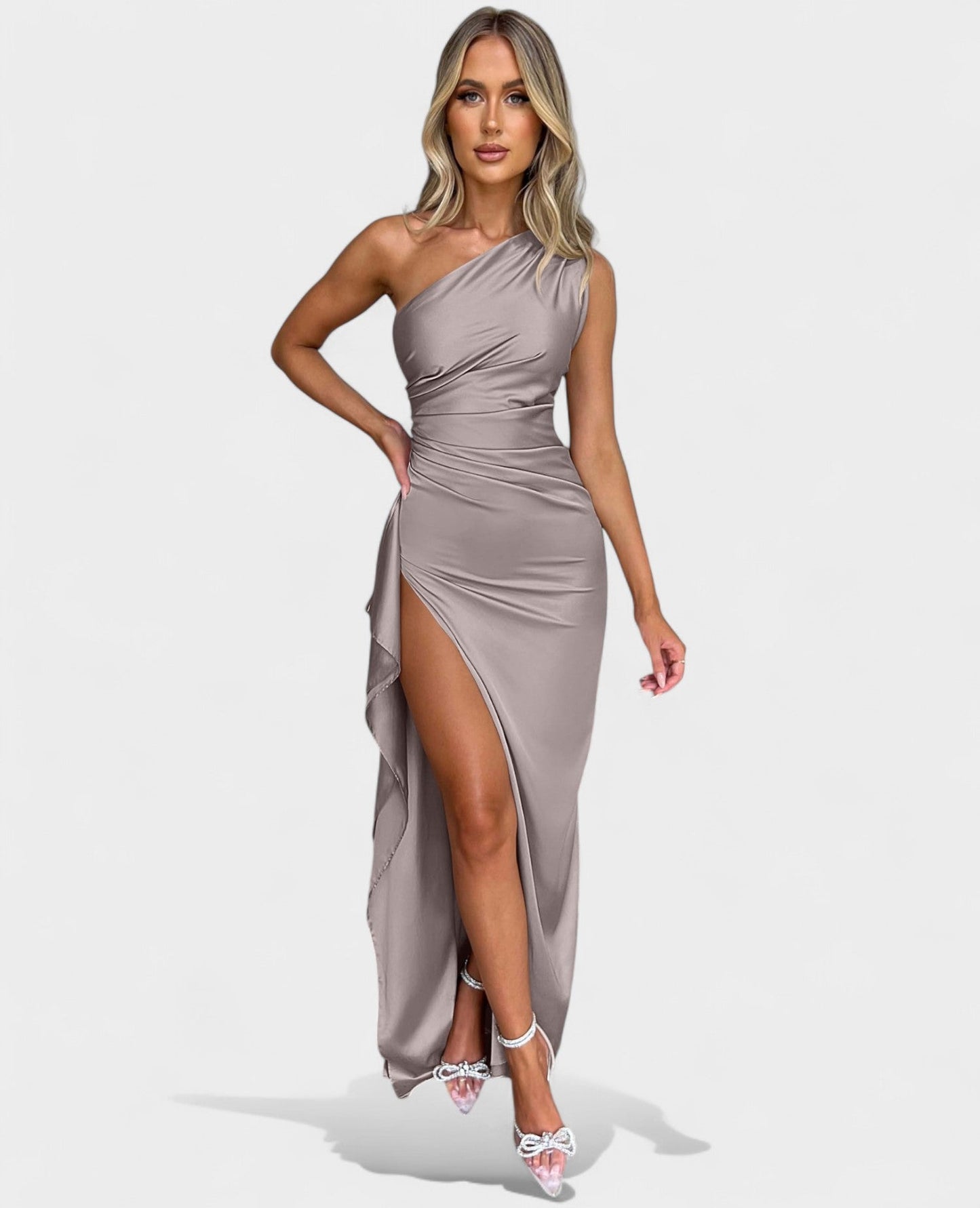 One-Shoulder Draped Maxi Dress