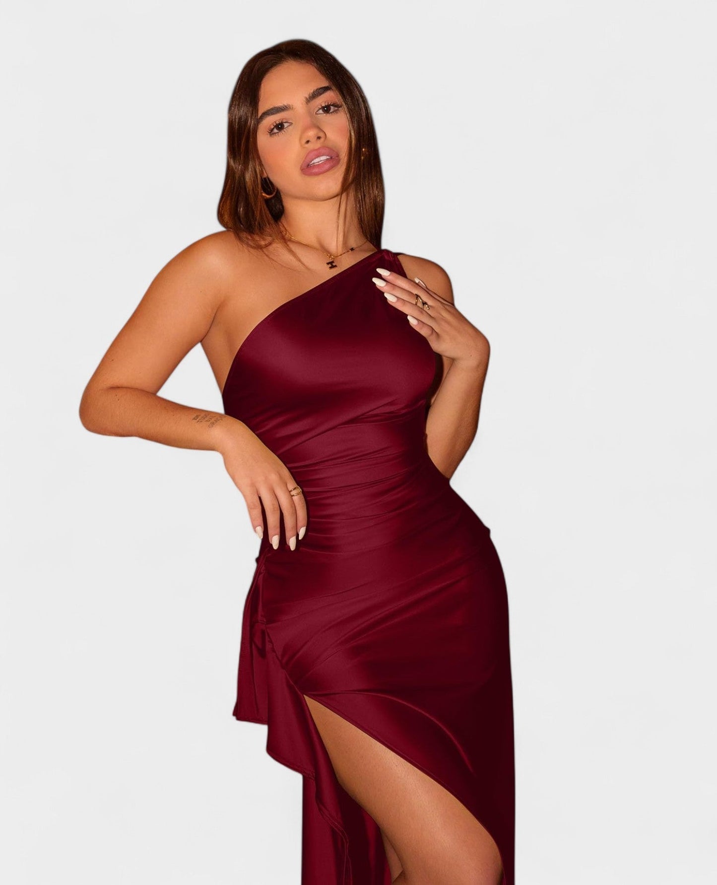One-Shoulder Draped Maxi Dress