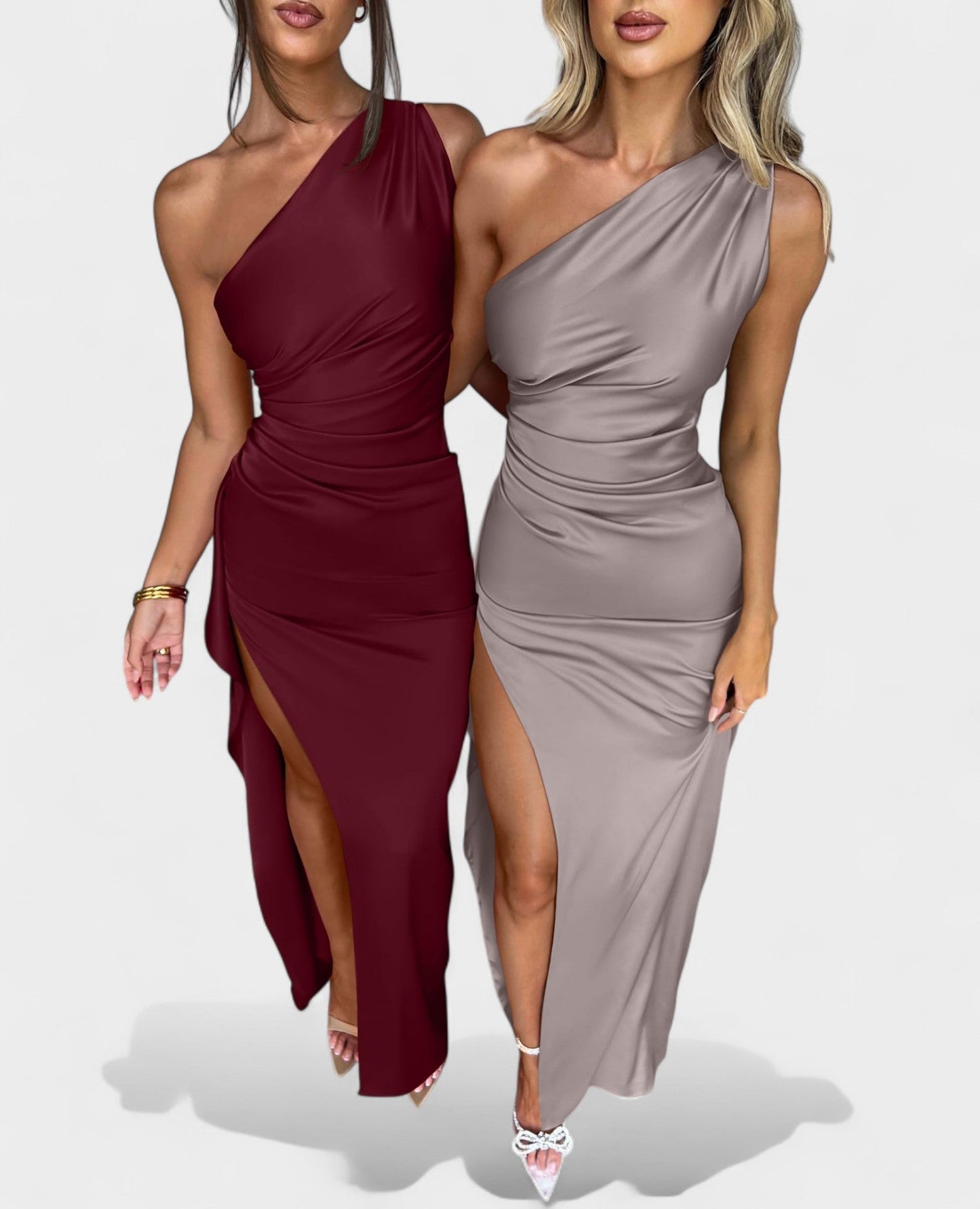 One-Shoulder Draped Maxi Dress