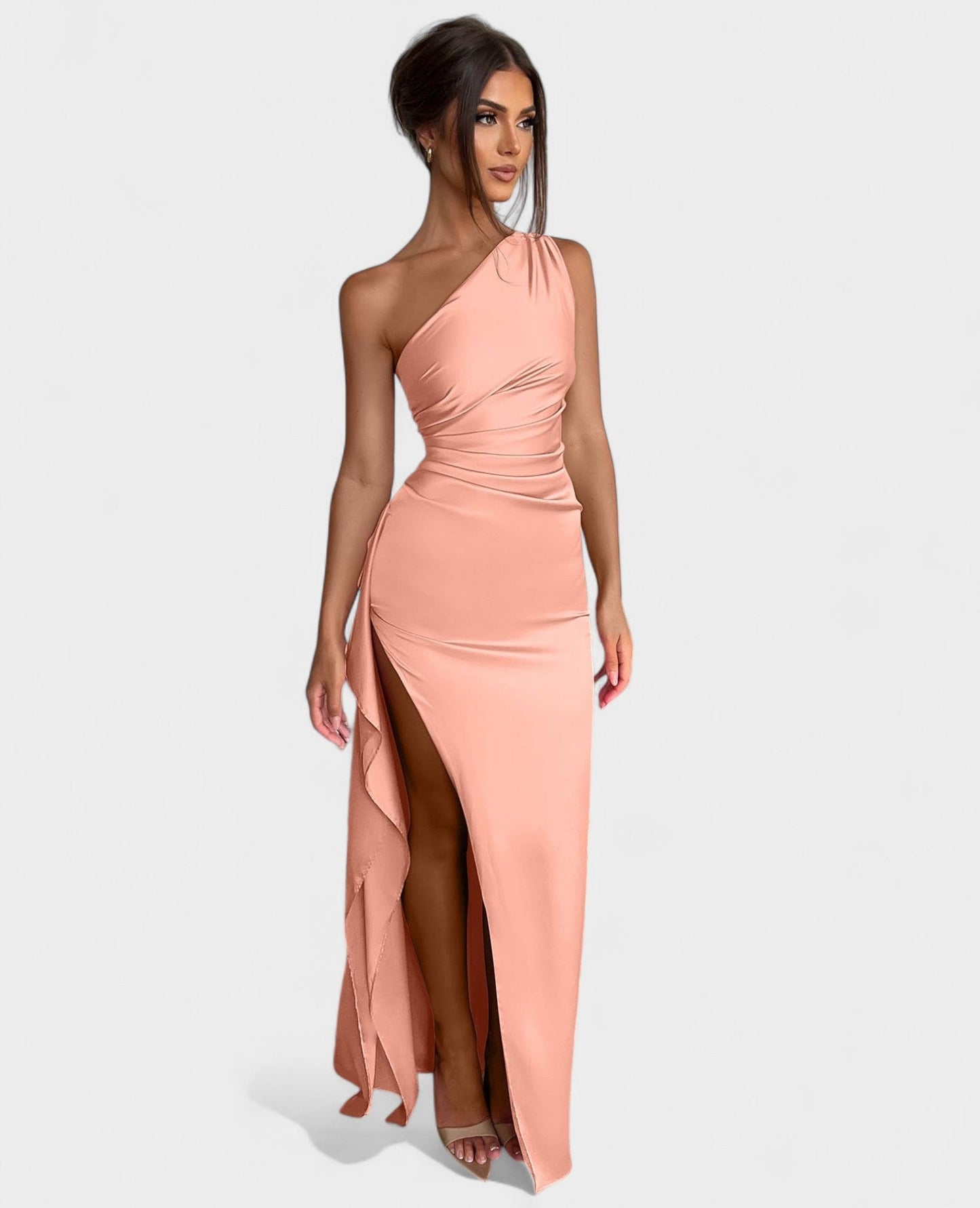 One-Shoulder Draped Maxi Dress