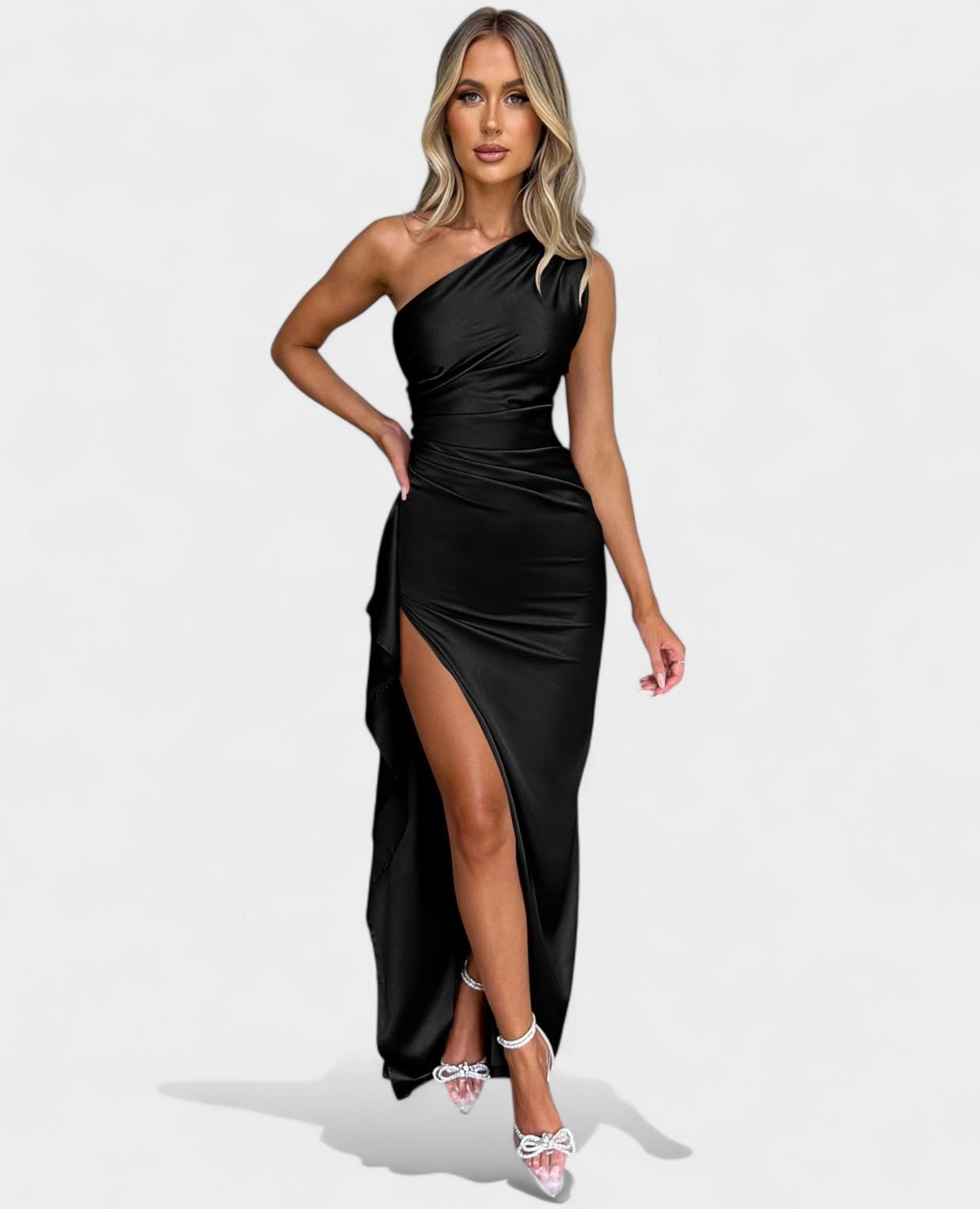One-Shoulder Draped Maxi Dress