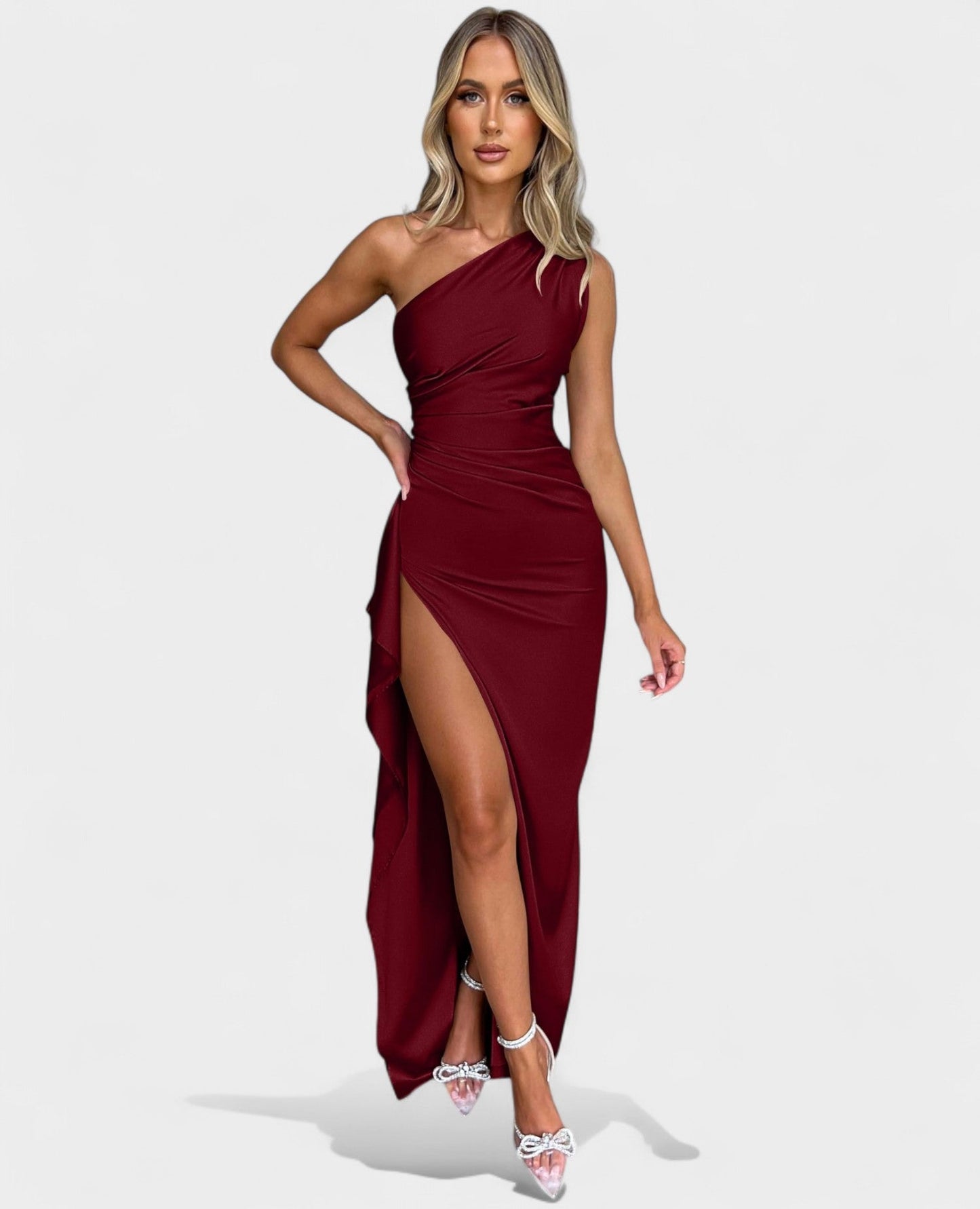One-Shoulder Draped Maxi Dress