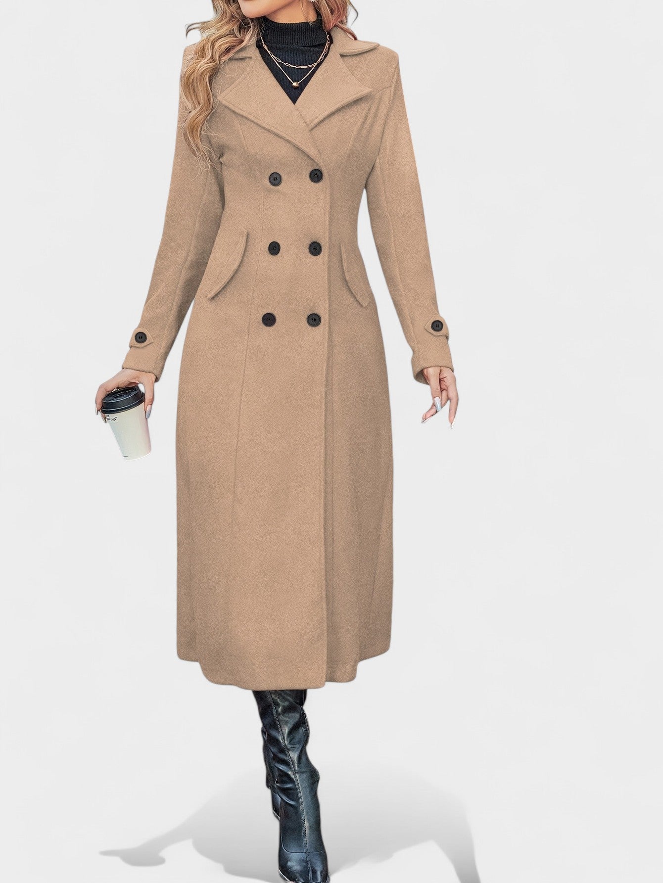 Double-Breasted Lapel Overcoat