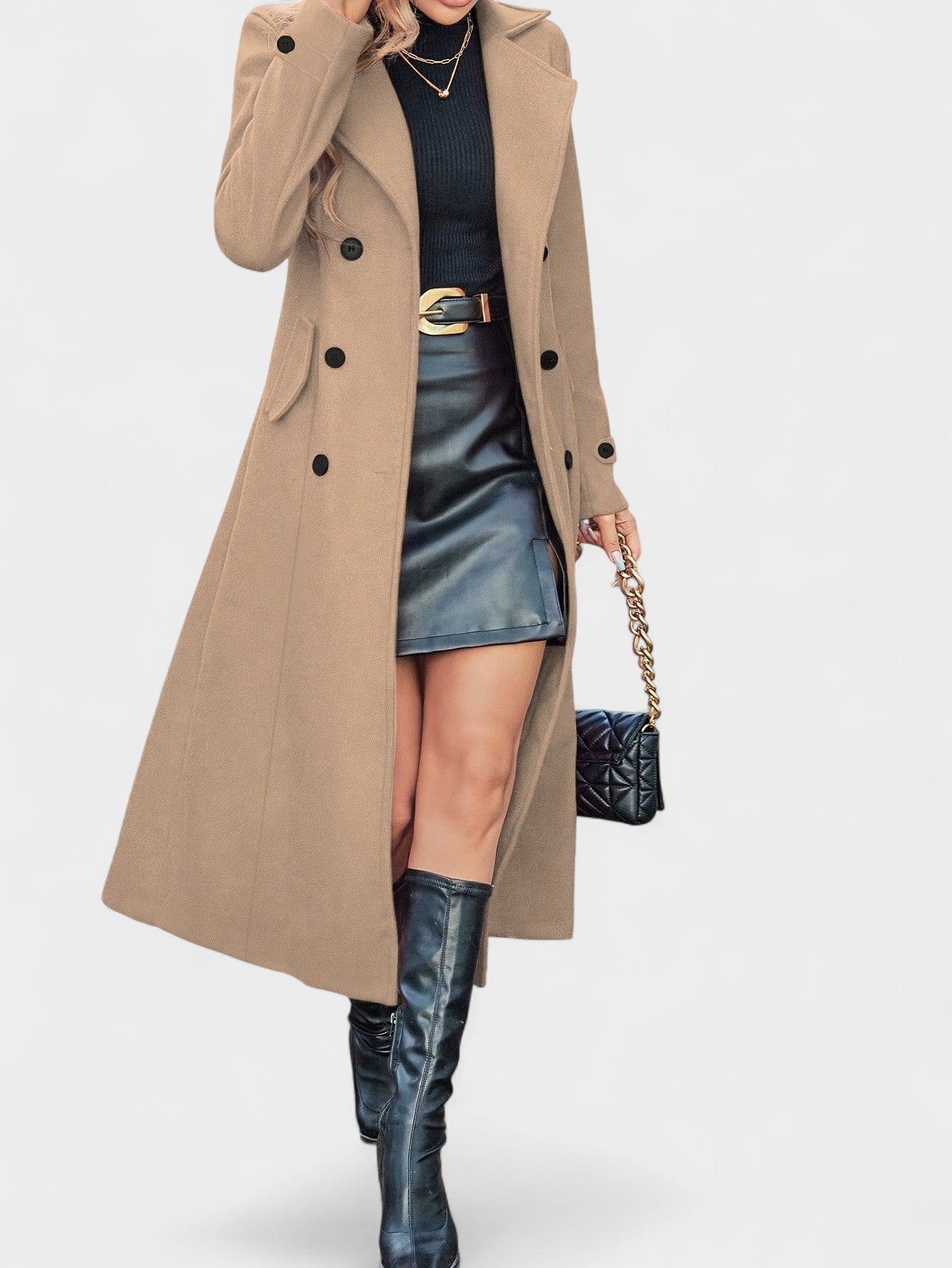 Double-Breasted Lapel Overcoat