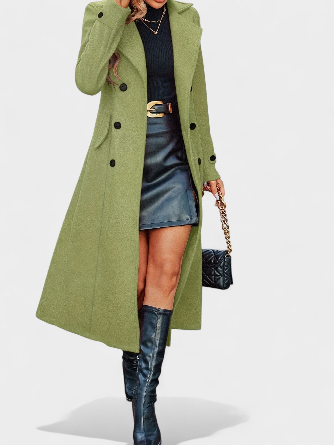 Double-Breasted Lapel Overcoat