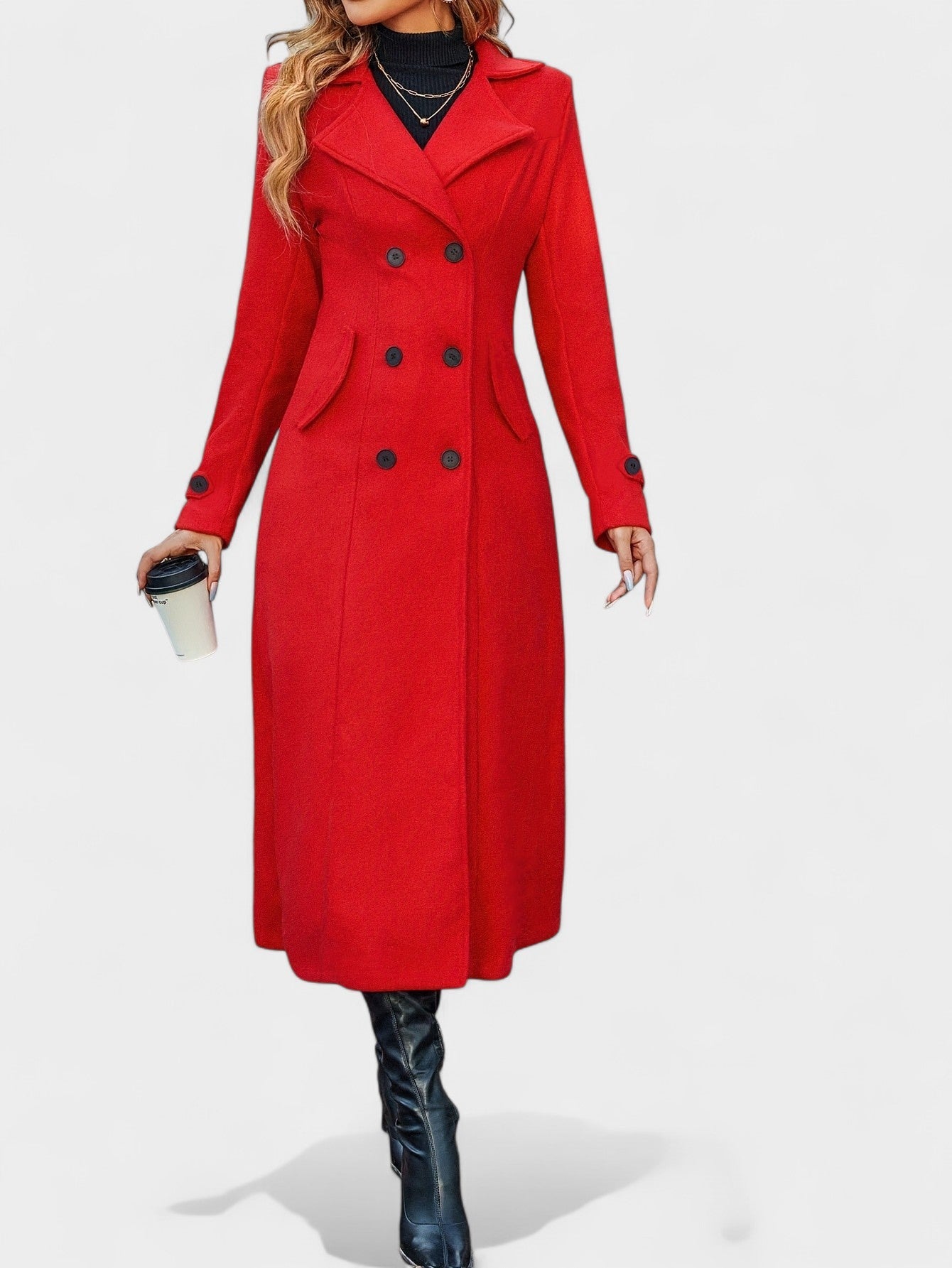 Double-Breasted Lapel Overcoat