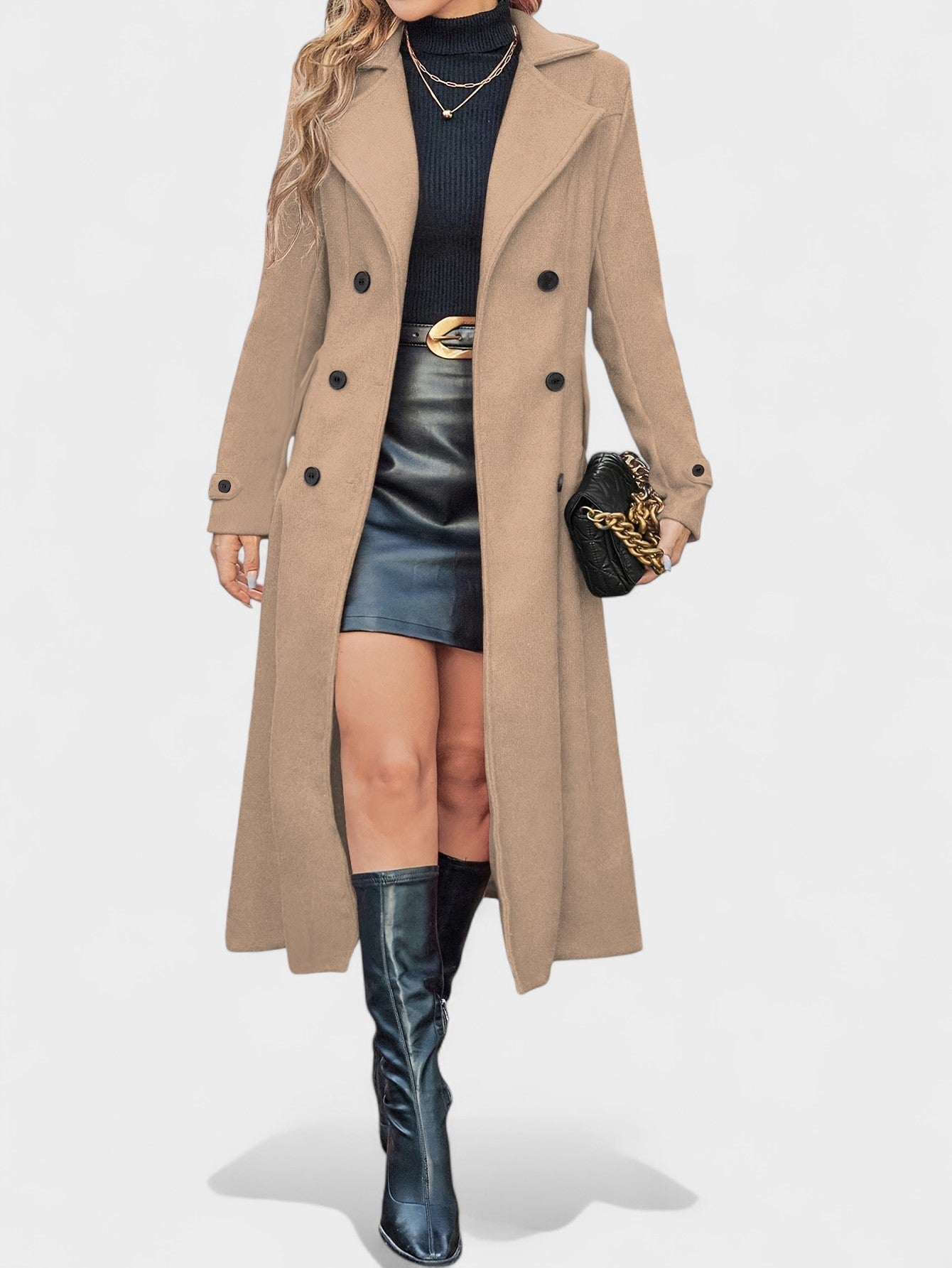Double-Breasted Lapel Overcoat