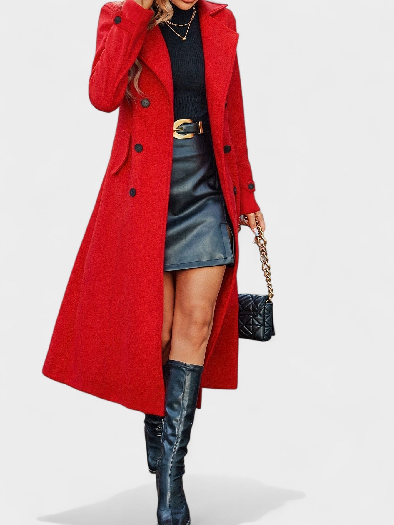 Double-Breasted Lapel Overcoat