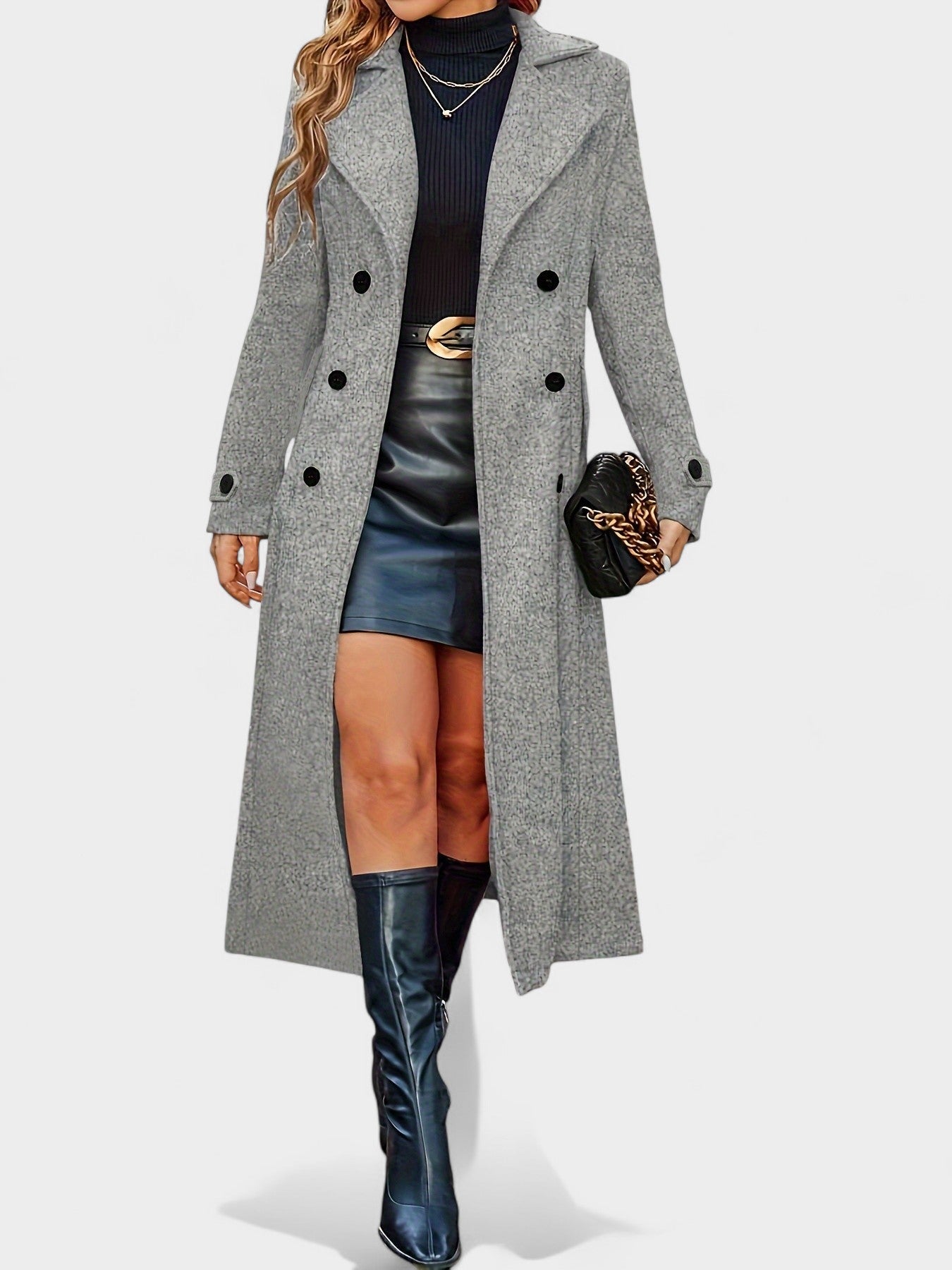 Double-Breasted Lapel Overcoat