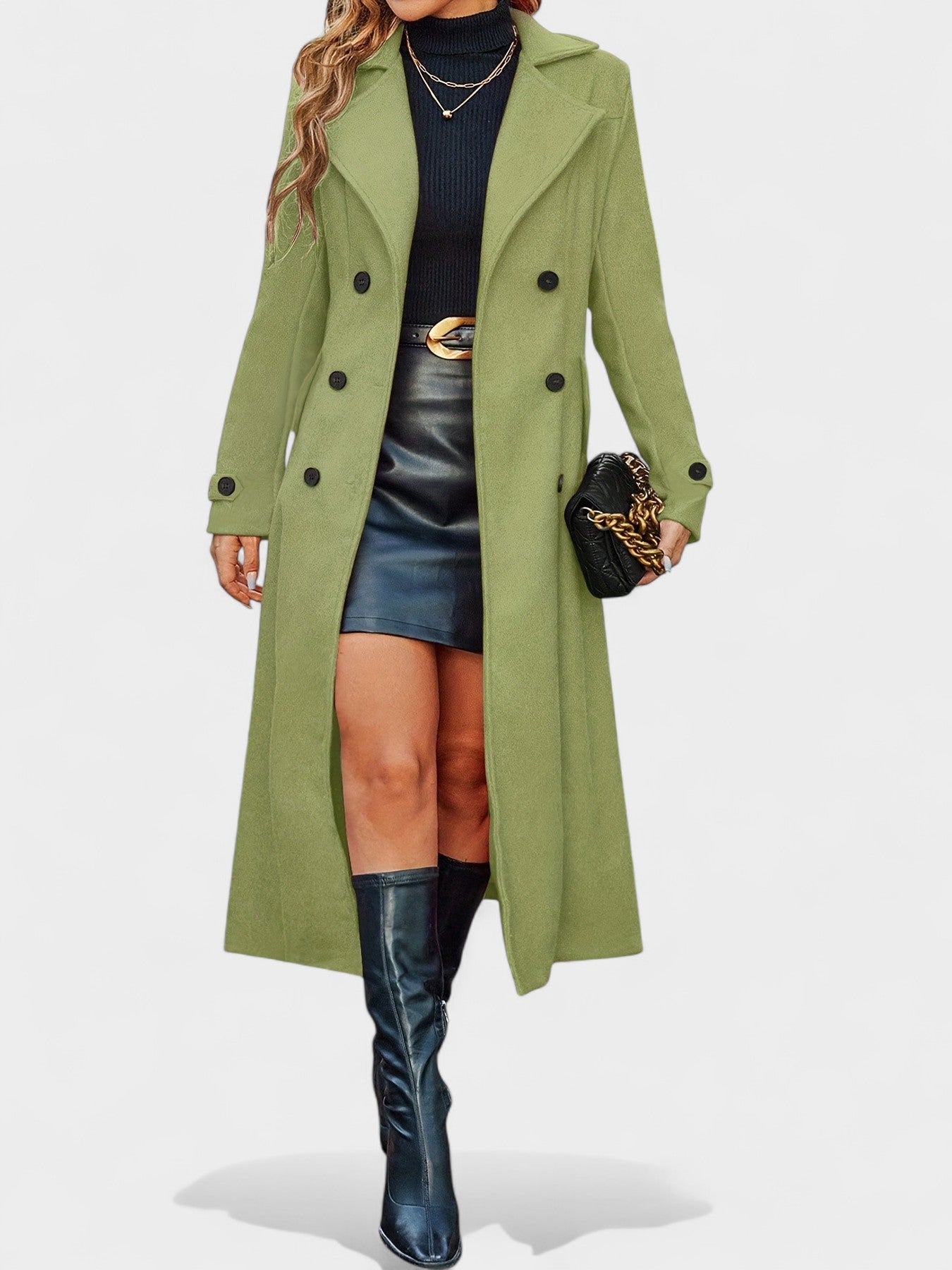 Double-Breasted Lapel Overcoat