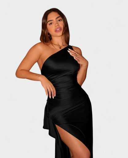 One-Shoulder Draped Maxi Dress