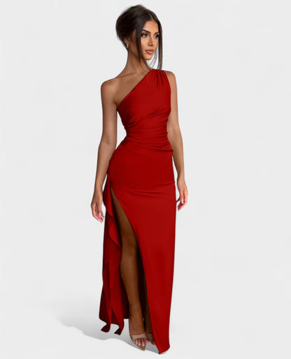 One-Shoulder Draped Maxi Dress