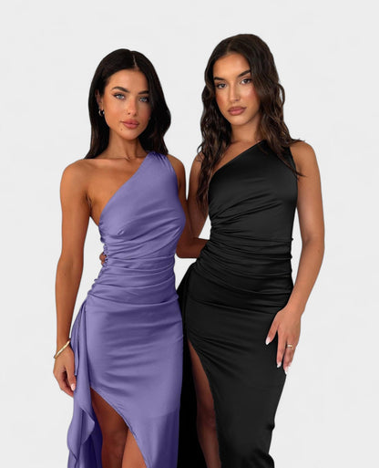 One-Shoulder Draped Maxi Dress